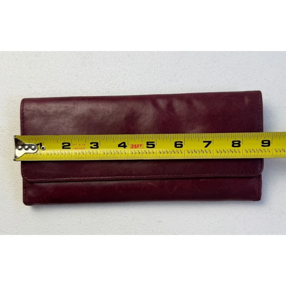 Hobo Clutch Wallet Large Plum Burgundy Leather Organizer Boho Chic Travel Bag